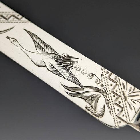 1880 British antique white butterfly shell handle dessert cutlery 6 pair set William Batt and Sons wooden box